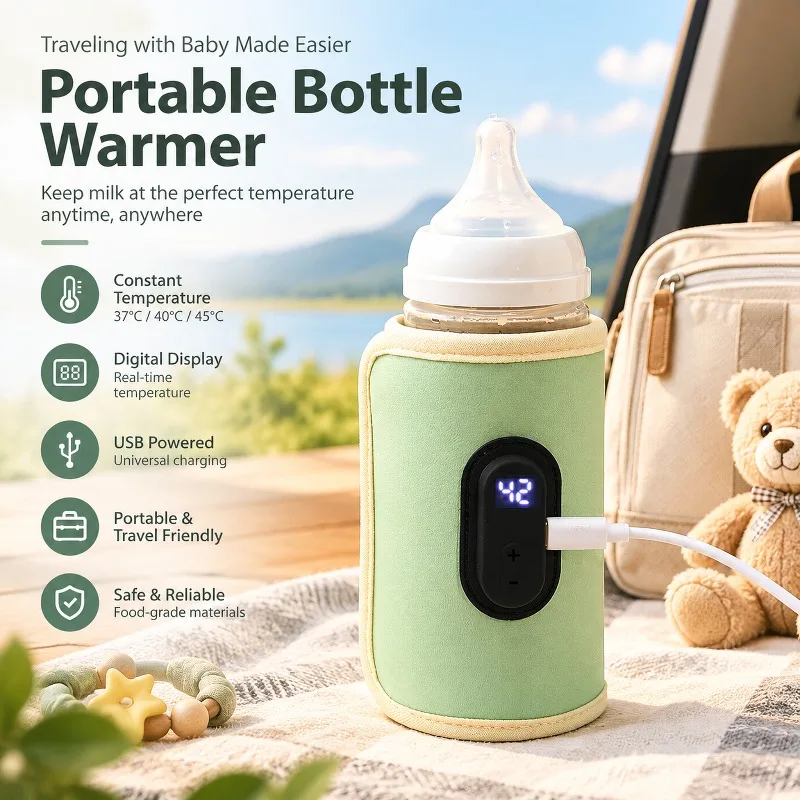 Baby Food Warmer - 携帯用USB式哺乳瓶ウォーマー。車内や屋外での旅行に最適。授乳に便利なアクセサリー。