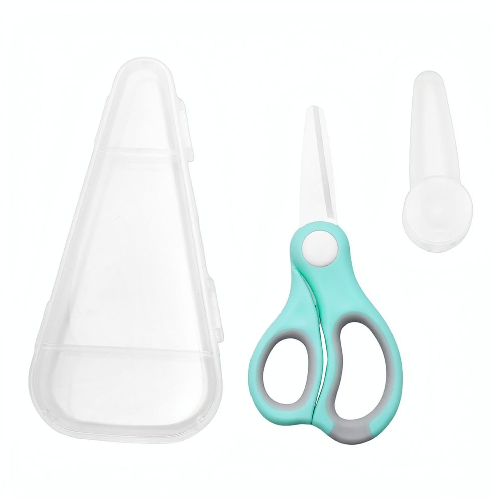 Baby Food Scissors - 赤ちゃんや幼児向けの安全なセラミック製食品用ハサミ。持ち運び可能なケース付きで、離乳食の準備やキッチンでの使用に最適。