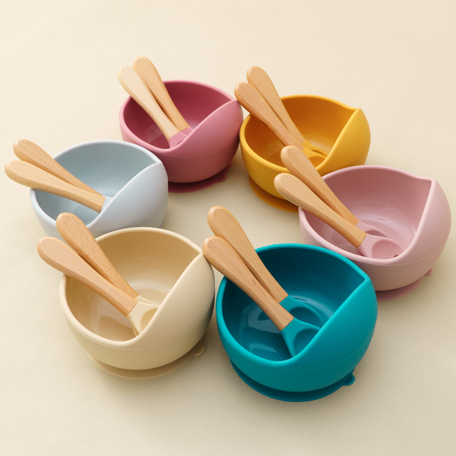 Baby Food Menu - Mamaplan 3 個ベビーシリコーン給餌セット幼児吸引ボウル給餌トレーニングスプーンフォークベビー食器プレートベビーアクセサリー