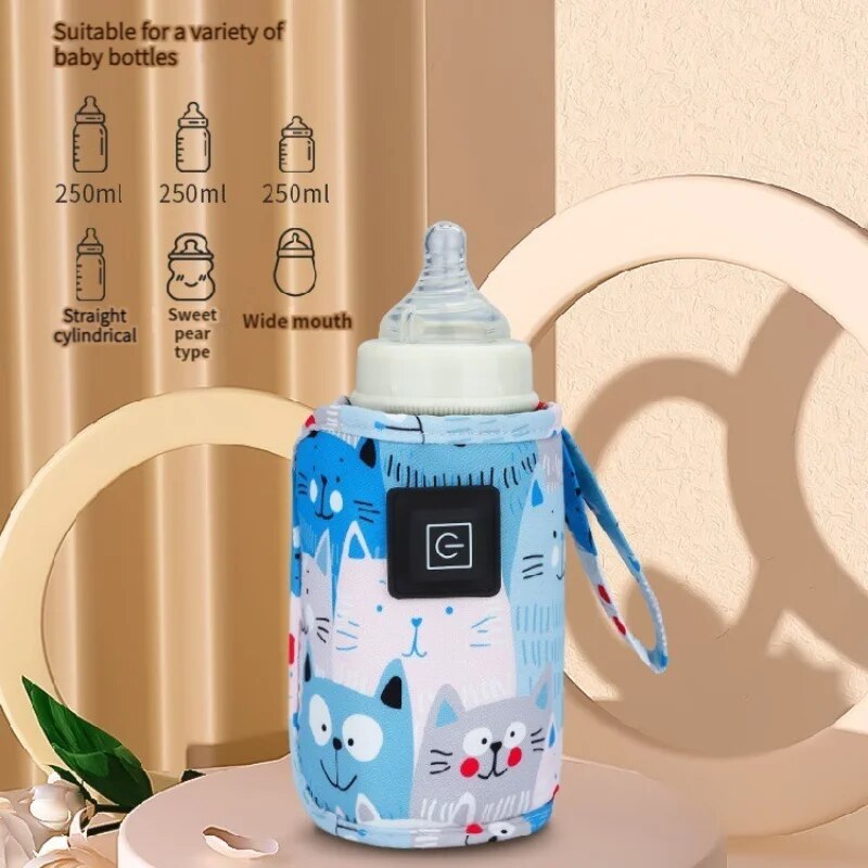 Baby Food Warmer - 家庭用USBミルクウォーマー,温度調節可能,3ギア,屋外ポータブルベビーボトル,ユニバーサル,ウォームスリーブ,1個