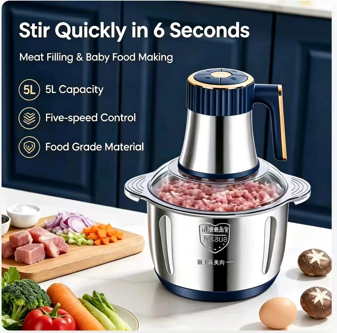 304ステンレス製、5L容量の電動ミンサー。多機能フードクラ - Baby Food Vegetables のレビューと価格