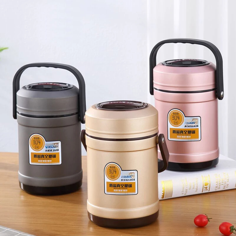 ステンレス鋼真空保温弁当箱大容量多層断熱バレル弁当箱キャリン - Baby Food Warmer のレビューと価格