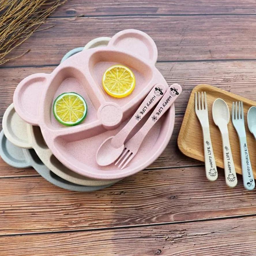 ベビーボウルスプーンフォークセット給餌食器漫画クマ子供プレー - Baby Food Menu のレビューと価格