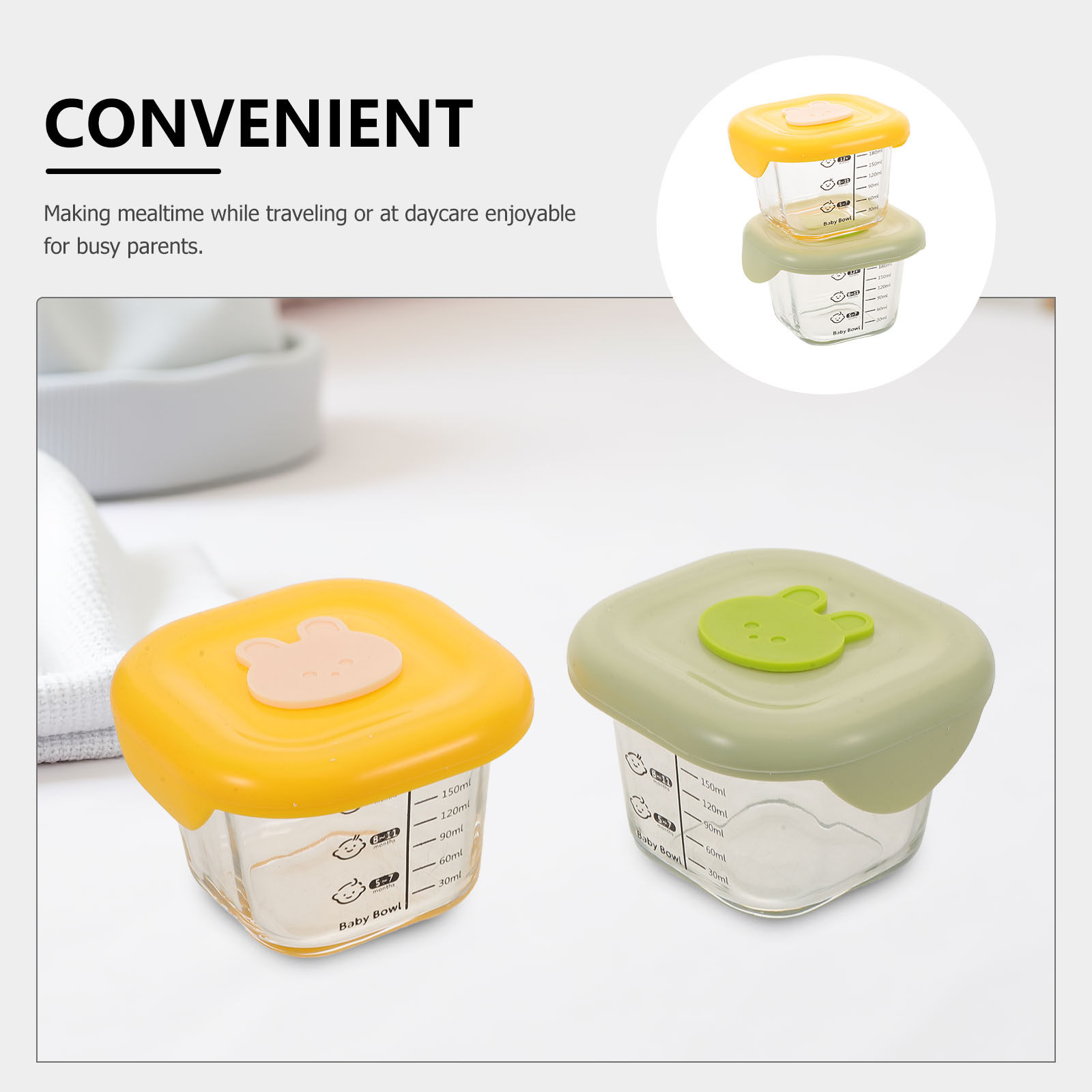 2個入り、赤ちゃん用食品保存容器、漏れ防止、再利用可能なプラ - Baby Food Jars With Lids のレビューと価格