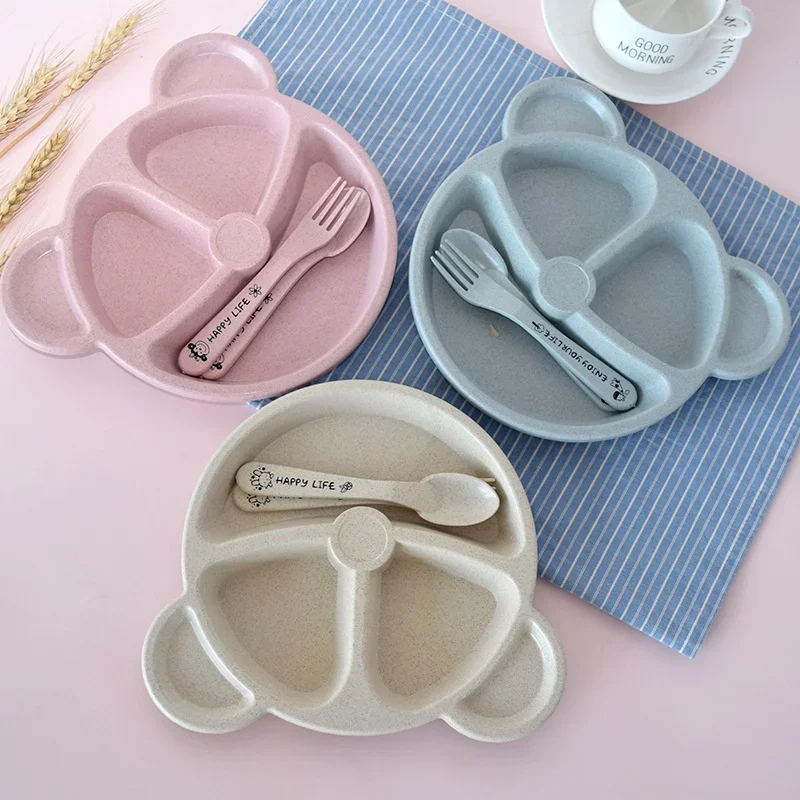 3 ピース/セット小麦わらベビー食器漫画食器セット子供ディナ - Baby Food Menu のレビューと価格